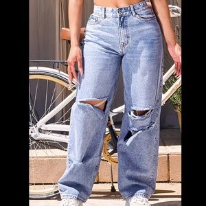 PLT Distressed baggy boyfriend jeans
